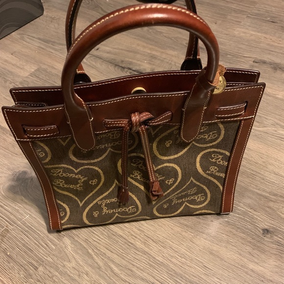 Dooney & Bourke Vintage Brown Hearts Handbag - Picture 2 of 8